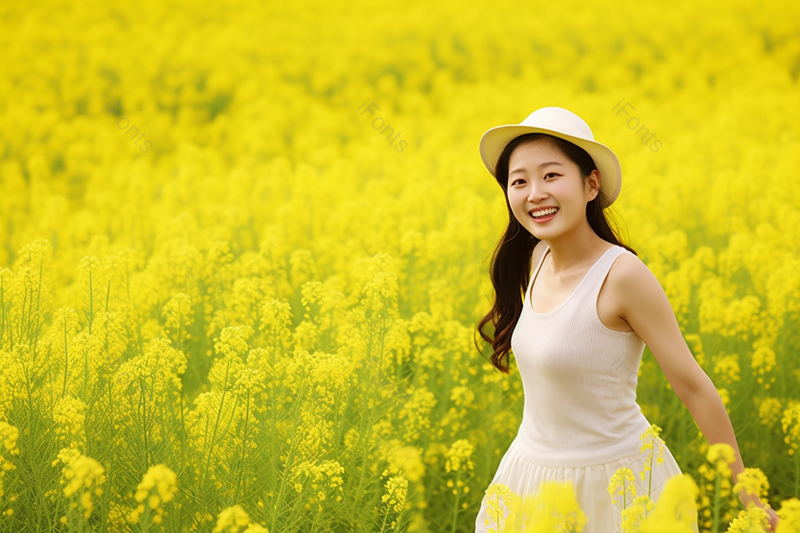 春日唯美站在油菜花田里的美女,高清,摄影图,摄影图片,图片大全,摄影图免费下载